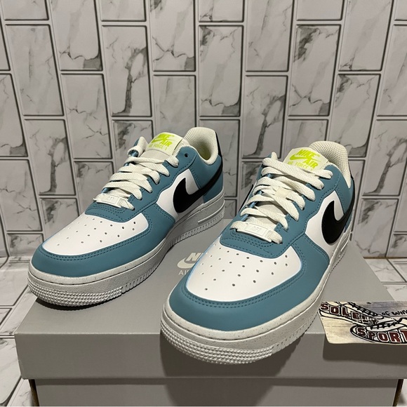 New Nike Air Force 1 07 Next Nature Turbo Teal White Leather AF1 Low Womens 7 - Picture 3 of 12